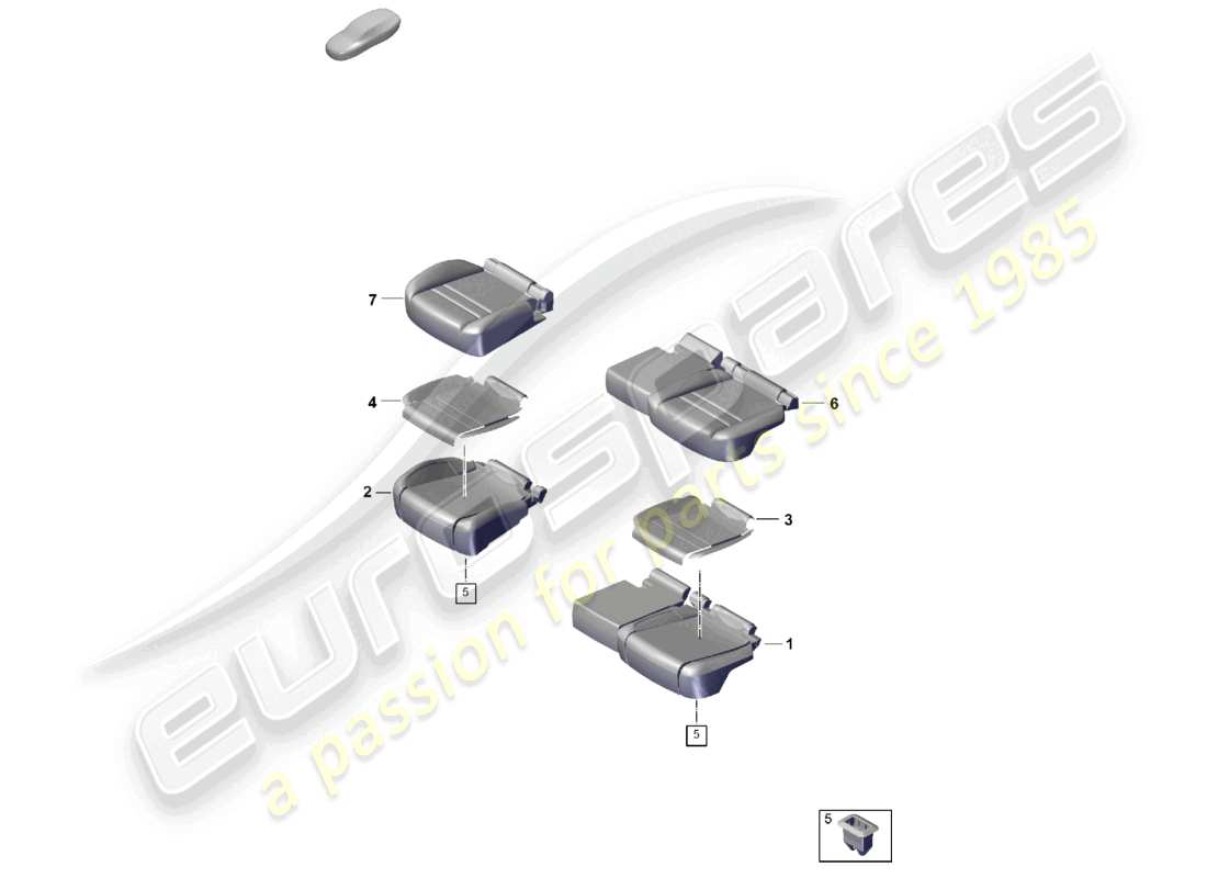 porsche 2026 (cayenne e3 pa) foam part rear seat cushion seat cover part diagram