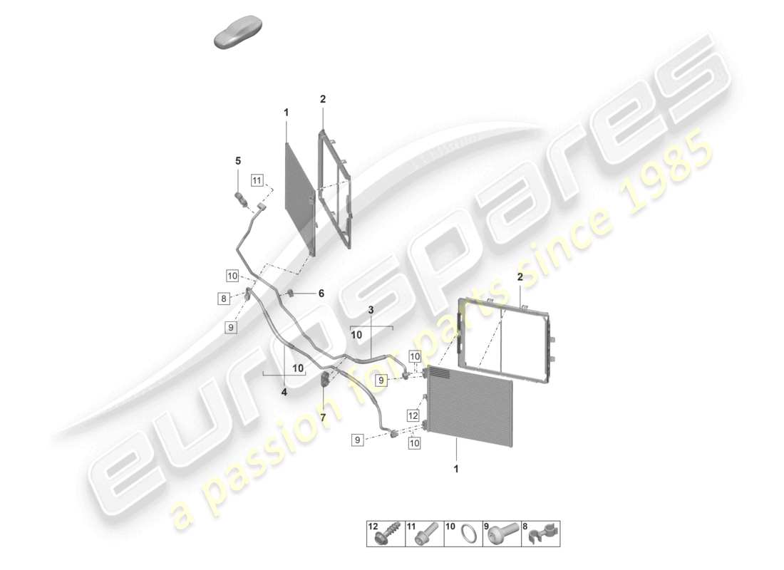 porsche 2025 (992-1 gt3/rs/st) air conditioning front refrigerant line parts diagram