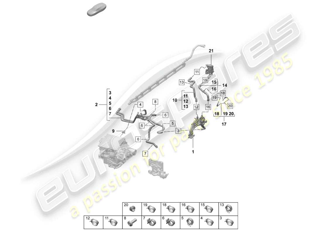 porsche 2024 (macan-e) coolant cooling system part diagram