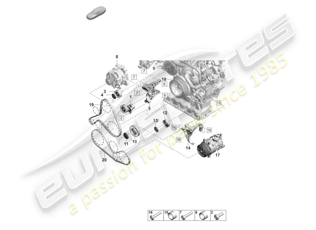 porsche 2024 (panamera 976) poly-v-belt belt tensioner damper part diagram