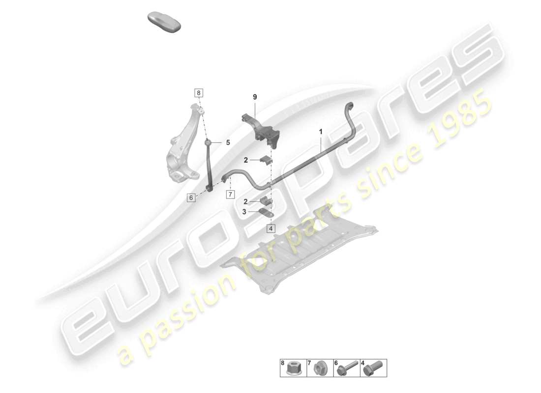 porsche 2023 (taycan 9j1-1) anti-roll bar parts diagram
