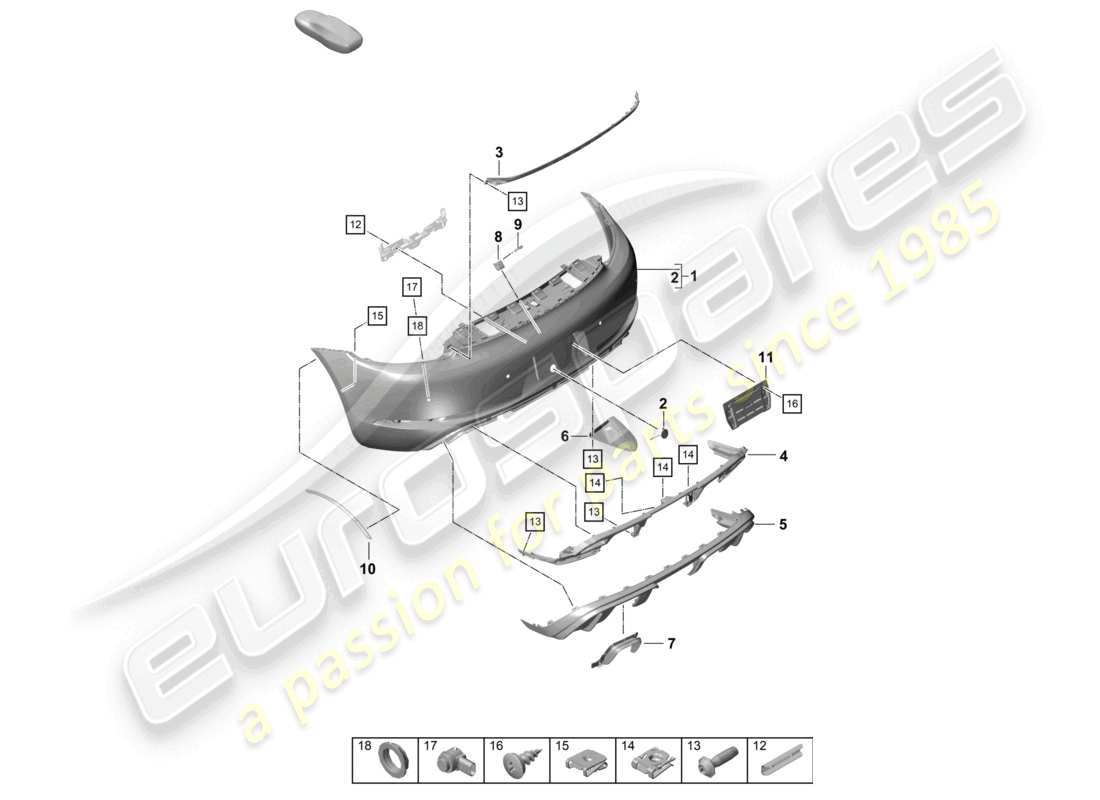 porsche 2019 (718 cayman gt4) bumper rear gt4rs part diagram
