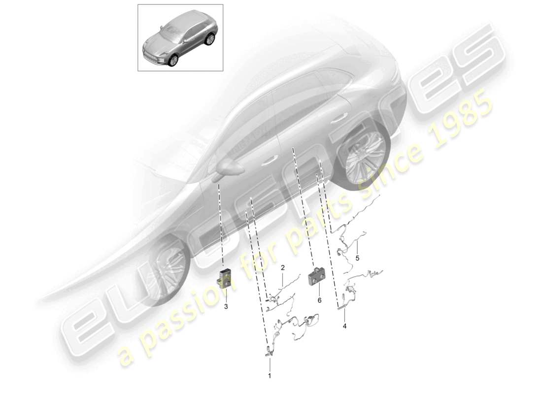 porsche 2023 (macan) wire set control units doors for vehicles with sound system part diagram
