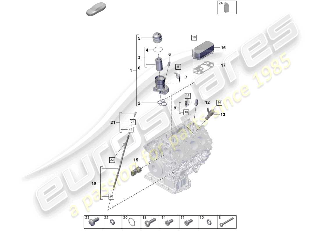 porsche 2025 (cayenne e3 pa) oil filter console oil cooler part diagram