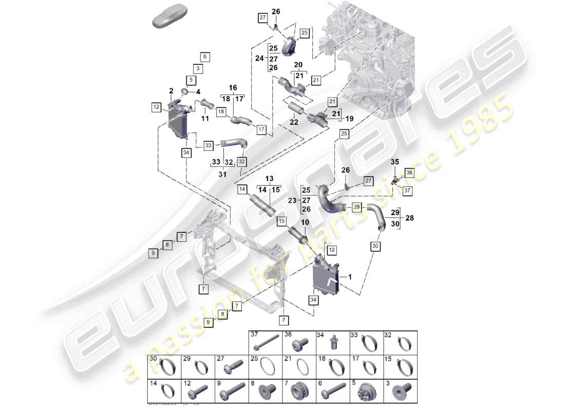 porsche 2024 (cayenne e3 pa) charge air cooler pressure pipe part diagram