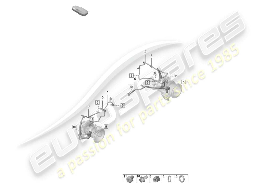 porsche 2024 (992-1) exhaust gas turbocharger oil pipe part diagram