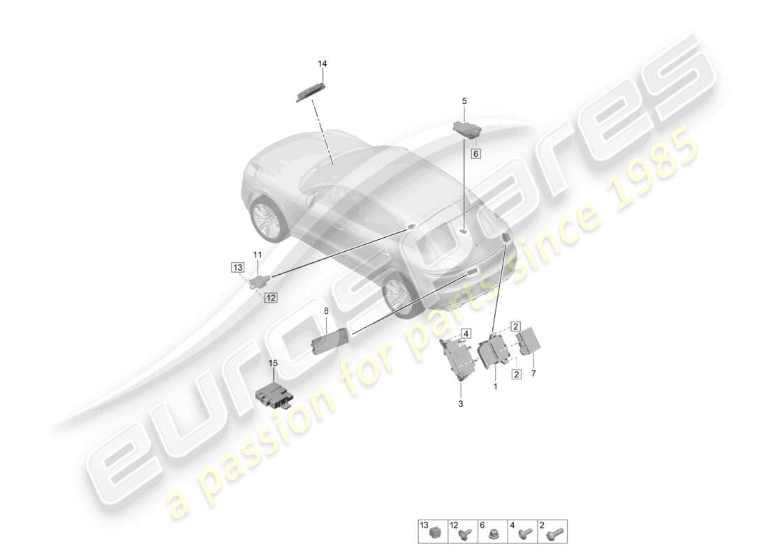 porsche 2025 (macan) control units rear end part diagram