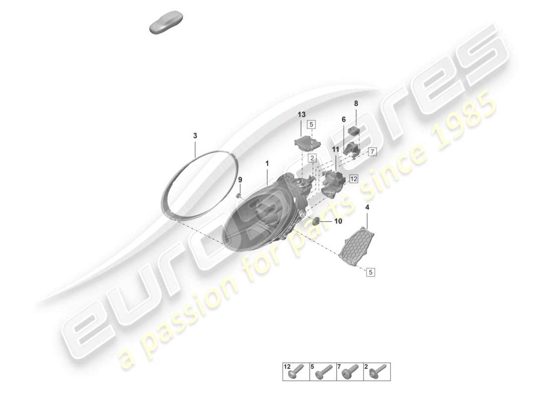 porsche 2024 (992-1 gt3/rs/st) led headlight pdls+ part diagram
