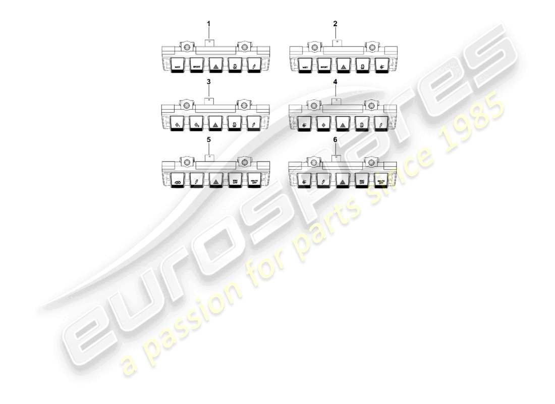 porsche 2022 (992-1 gt3/rs/st) switch module dashboard parts diagram