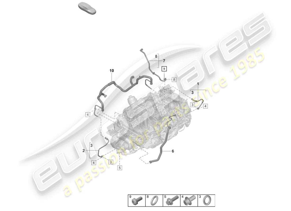 porsche 2023 (992-1 turbo / s) crankcase housing ventilation breather line parts diagram