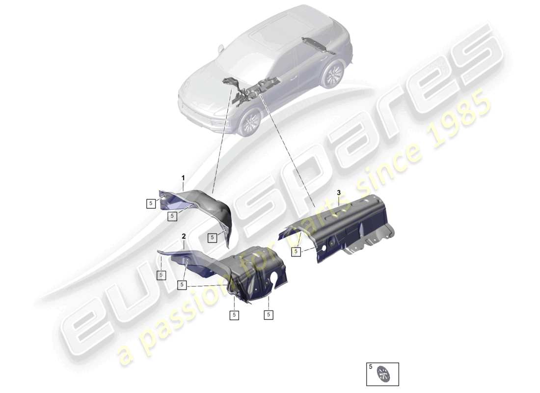 porsche 2024 (cayenne e3 pa) sound absorber firewall tunnel part diagram