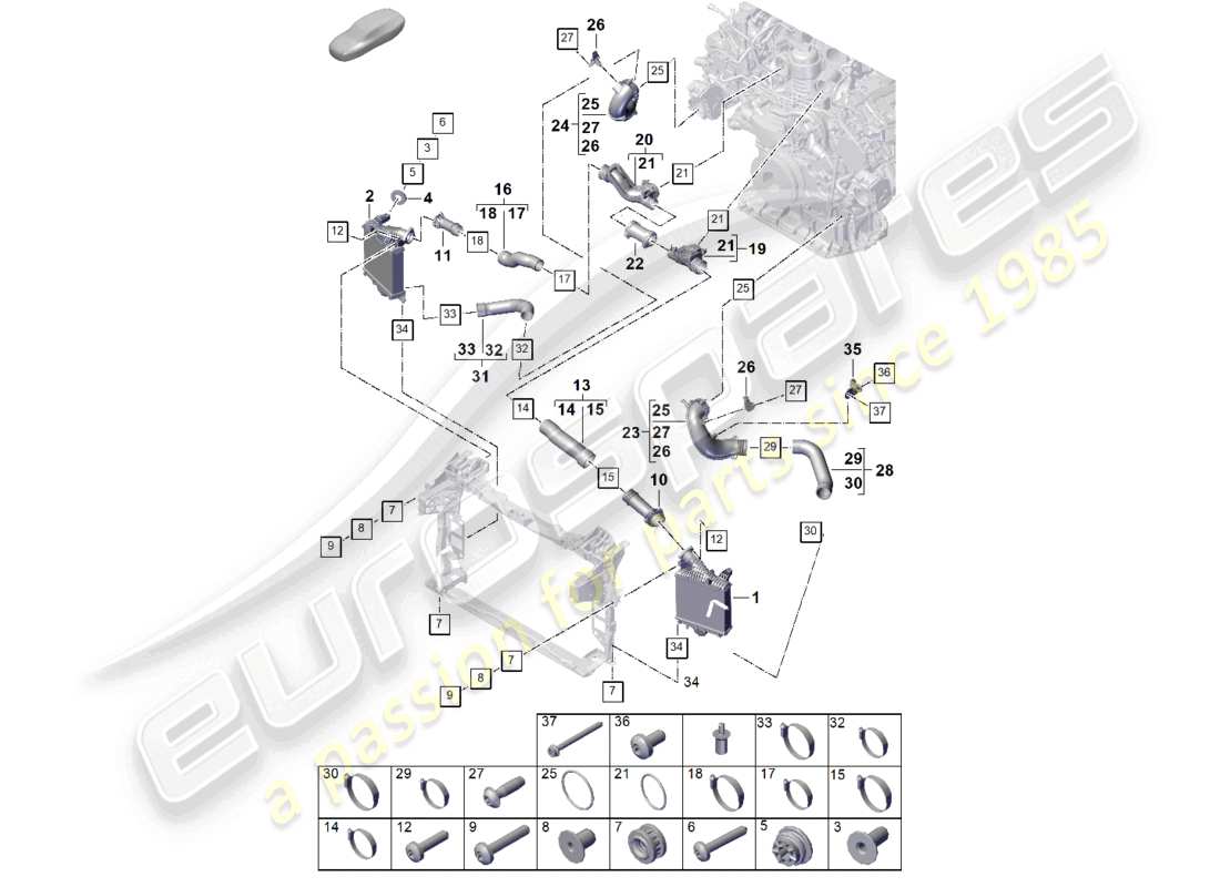 porsche 2024 (cayenne e3 pa) charge air cooler pressure pipe part diagram