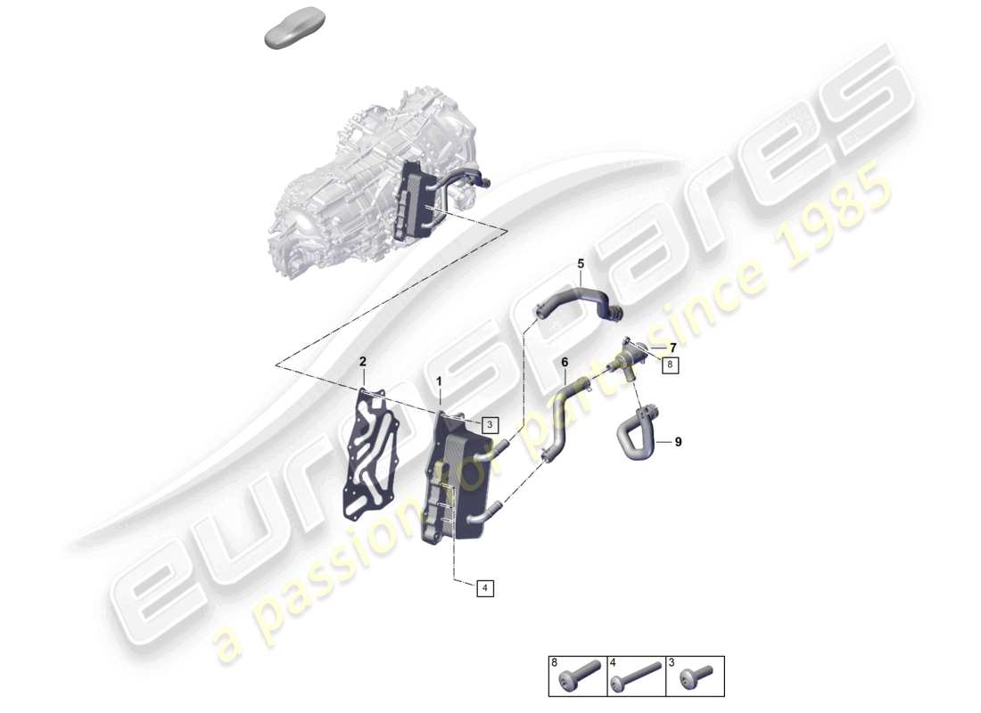 porsche 2024 (992-2) 8-speed dual clutch gearbox - pdk - for vehicles with hybrid drive cooling system for gear oil part diagram