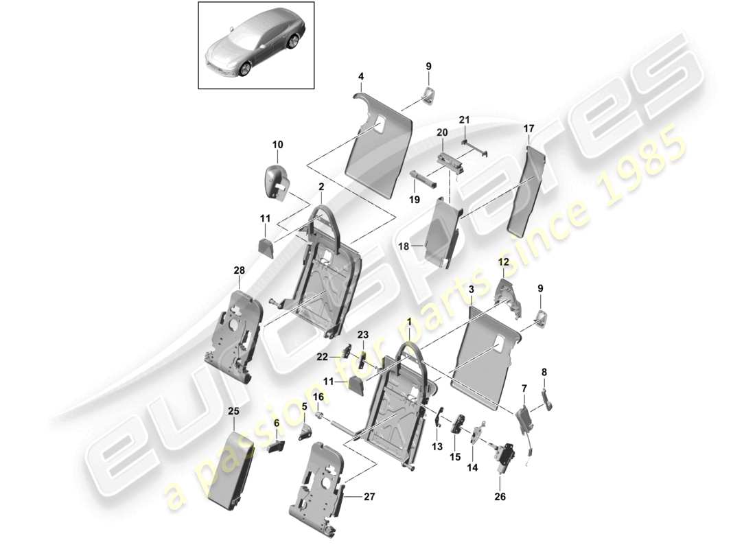 porsche 2023 (panamera 971-2) back seat backrest trim accessories executive standard seat comfort version parts diagram