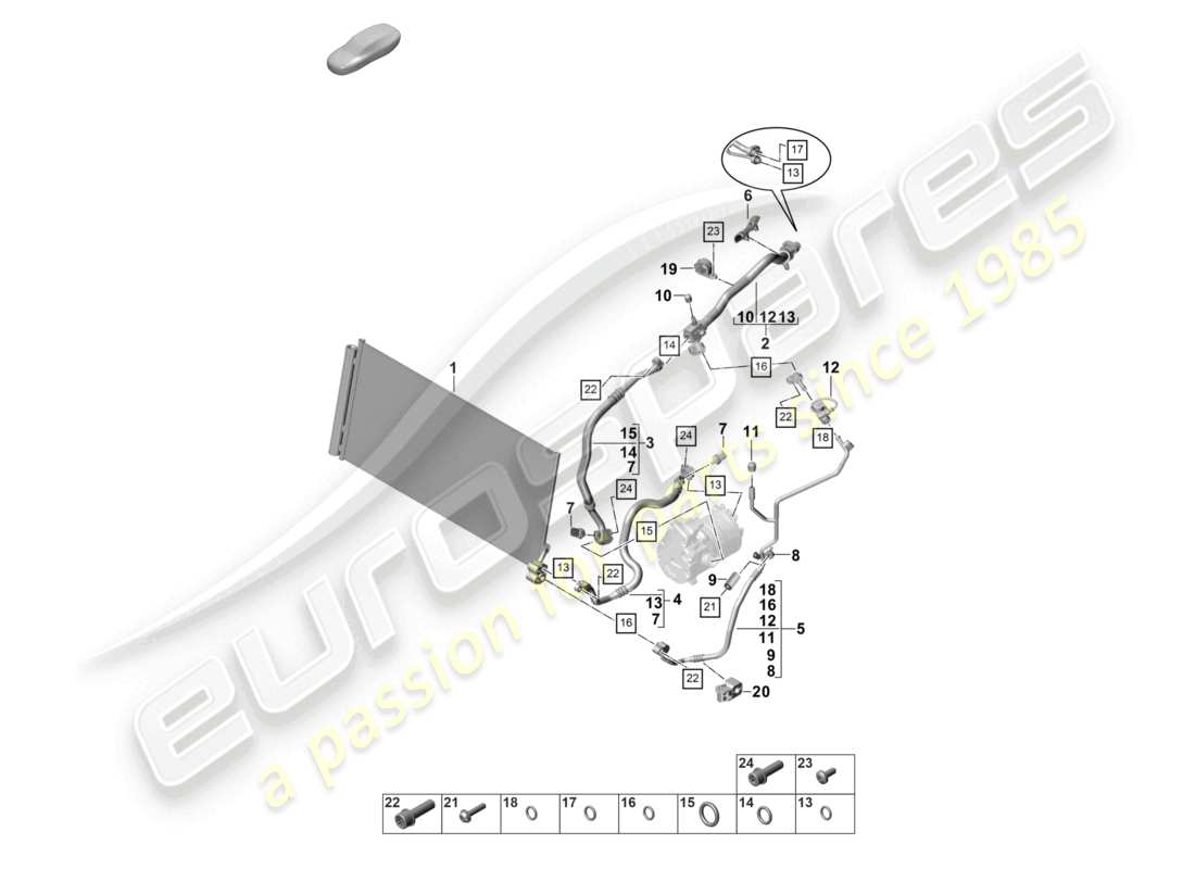 porsche 2023 (panamera 971-2) heating, air cond. system v6 2,9l turbo for vehicles with hybrid drive refrigerant circuit r1234yf coolant parts diagram