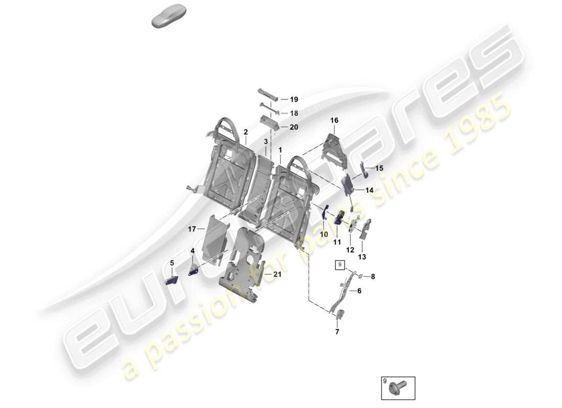 porsche 2025 (panamera 976) backrest frame comfort seat parts diagram