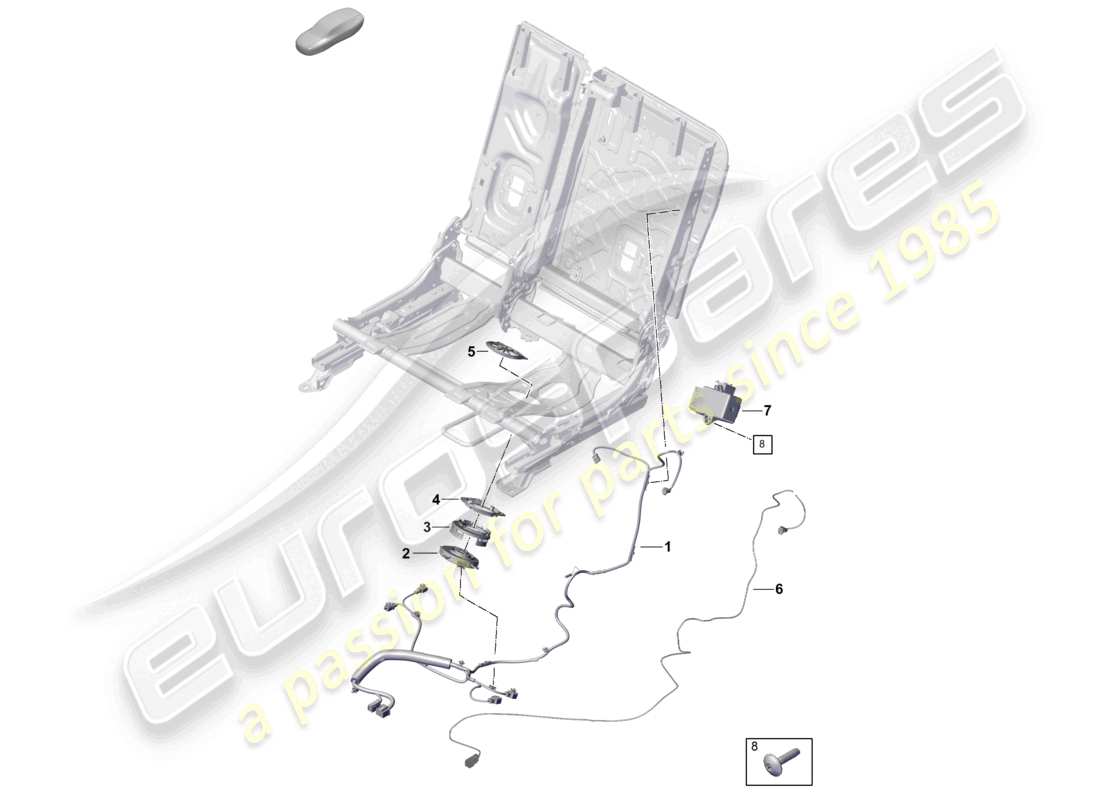porsche 2025 (cayenne e3 pa) electrics back seat part diagram