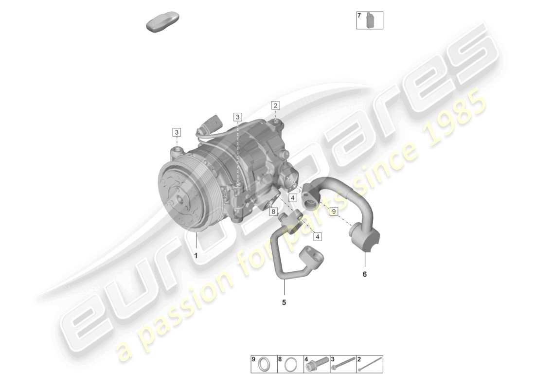 porsche 2026 (992-2 turbo / s) a/c compressor r1234yf coolant parts diagram