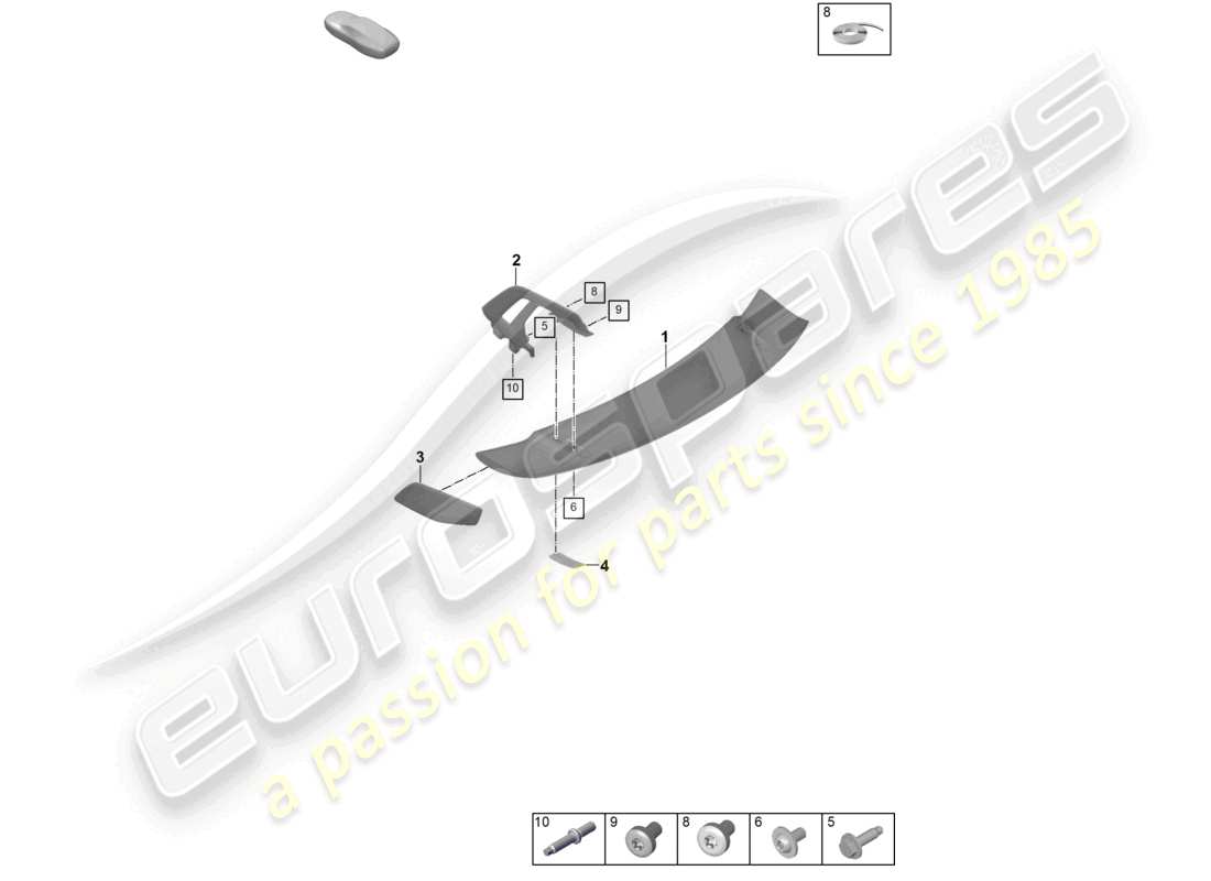 porsche 2026 (992-2 gt3) rear spoiler parts diagram
