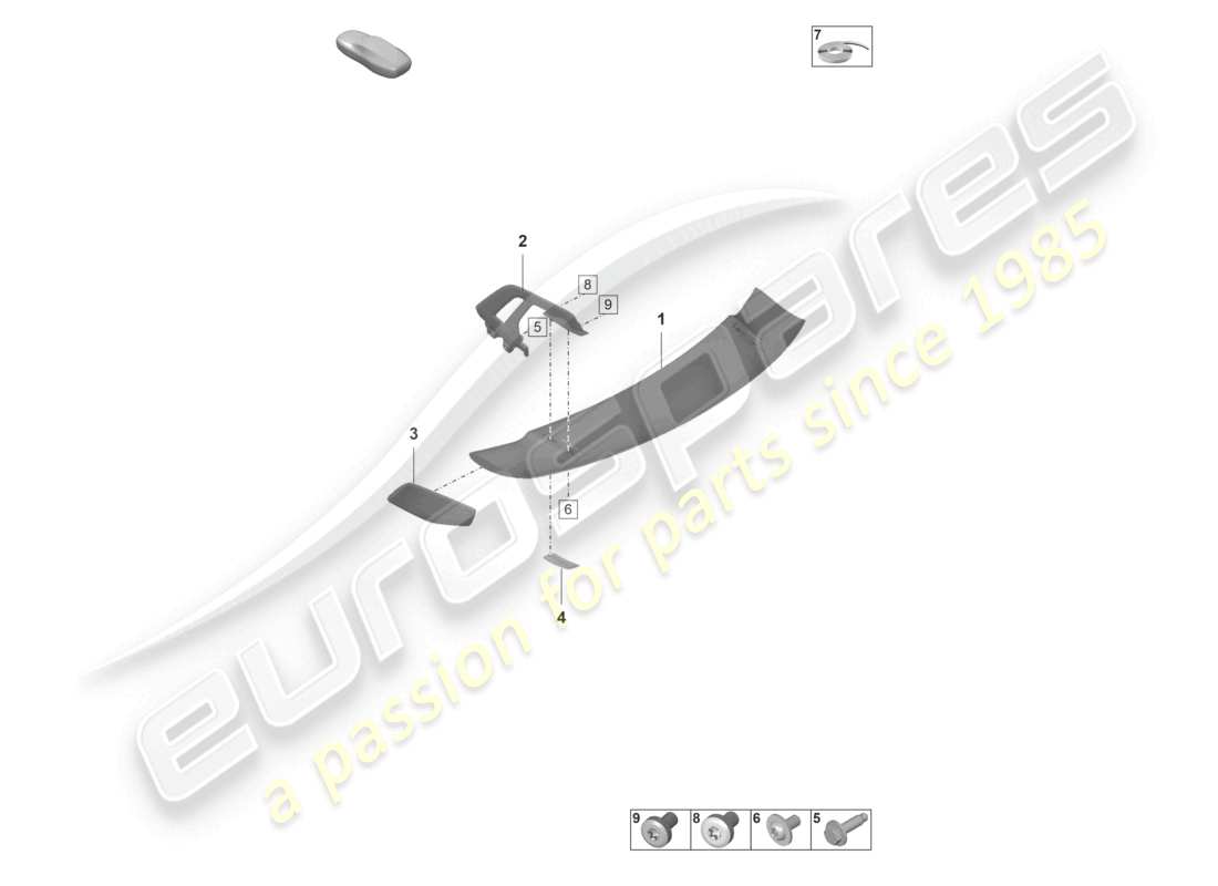 porsche 2025 (992-1 gt3/rs/st) rear spoiler parts diagram