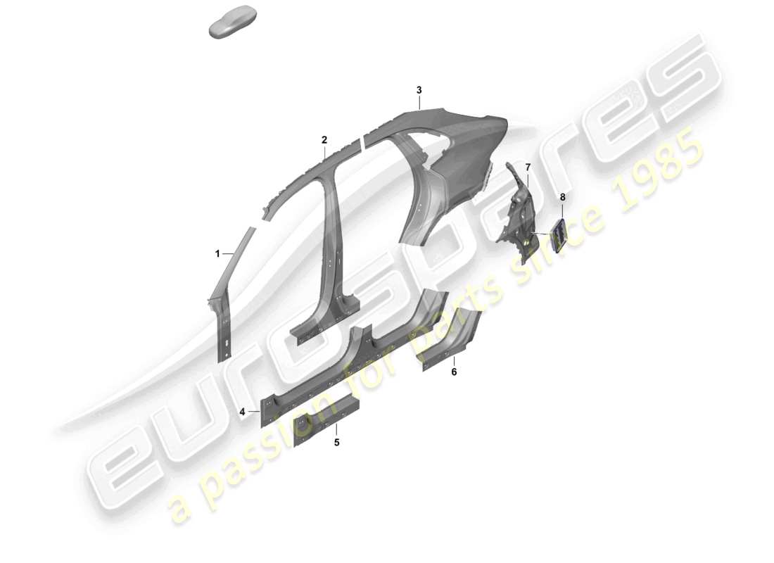 porsche 2023 (cayenne e3 pa) side part outer sectional part - side panel part diagram