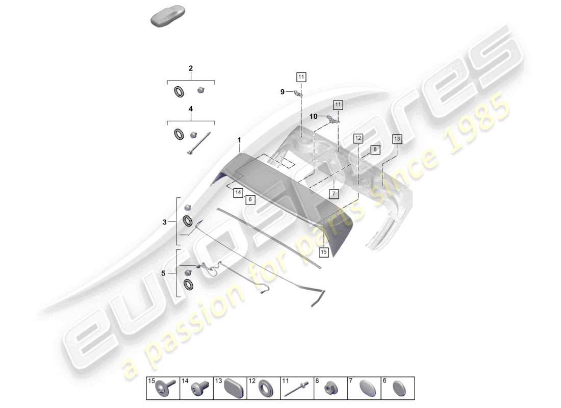 porsche 2025 (cayenne e3 pa) rear spoiler basic roof part diagram