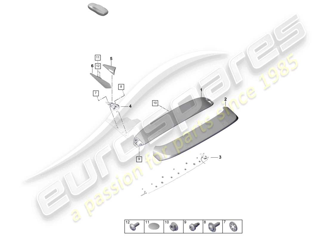 porsche 2026 (cayenne e3 pa) roof edge spoiler coupe part diagram