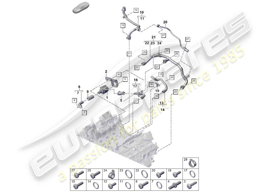 porsche 2023 (cayenne e3 pa) coolant cooling system part diagram