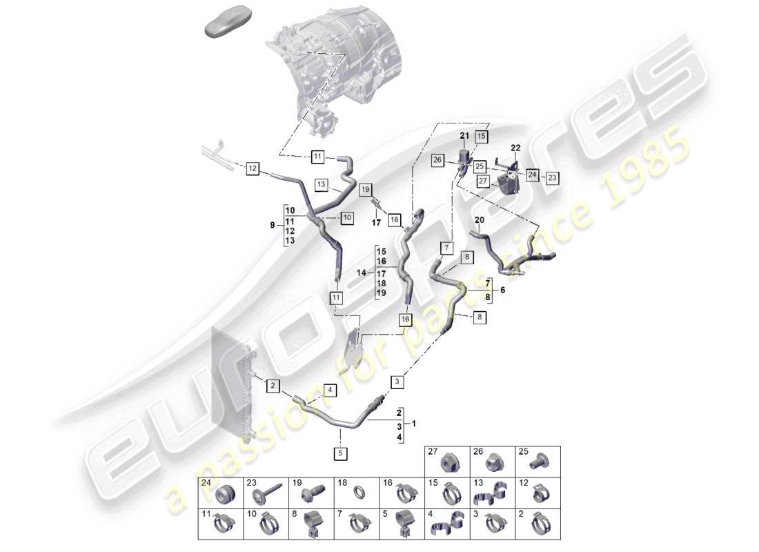 porsche 2026 (cayenne e3 pa) coolant cooling system part diagram