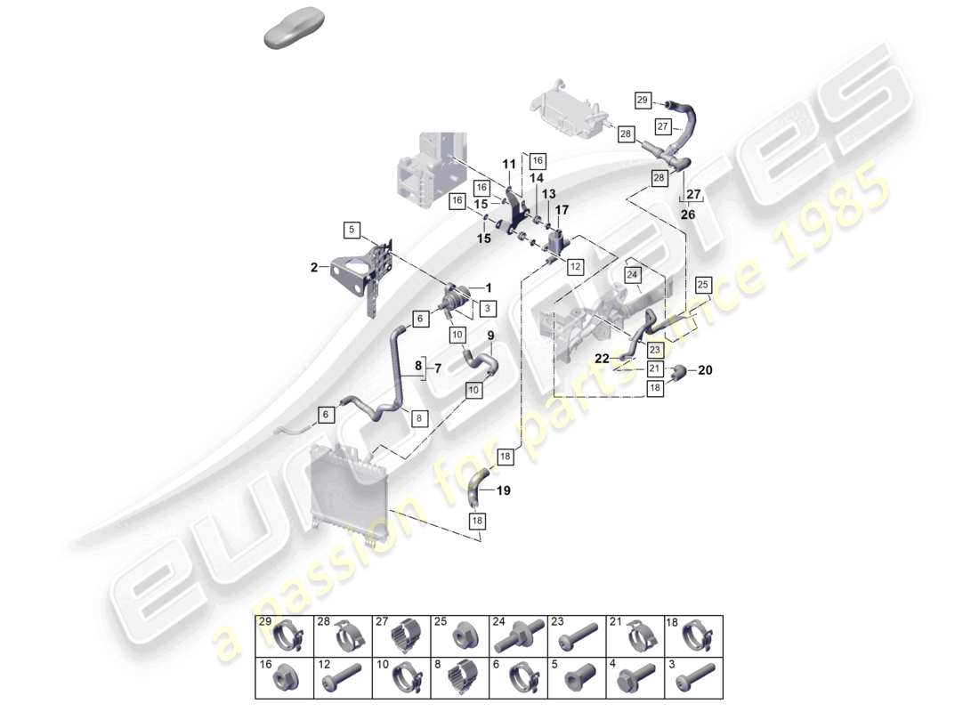 porsche 2026 (cayenne e3 pa) coolant cooling system cayenne s part diagram