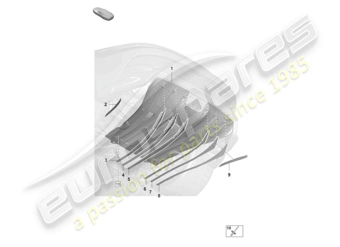 porsche 2024 (992-1 gt3/rs/st) underbody trim rear diffuser individual parts part diagram