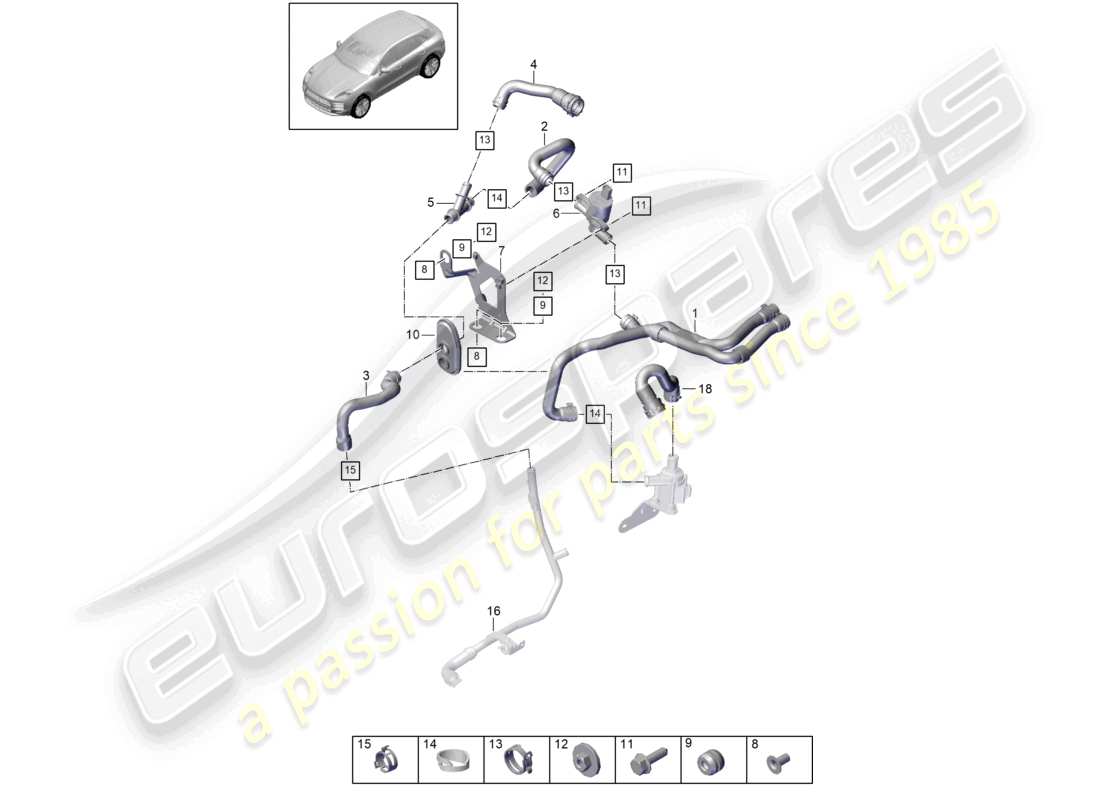 porsche 2026 (macan) heater v6 turbo water box lhd part diagram