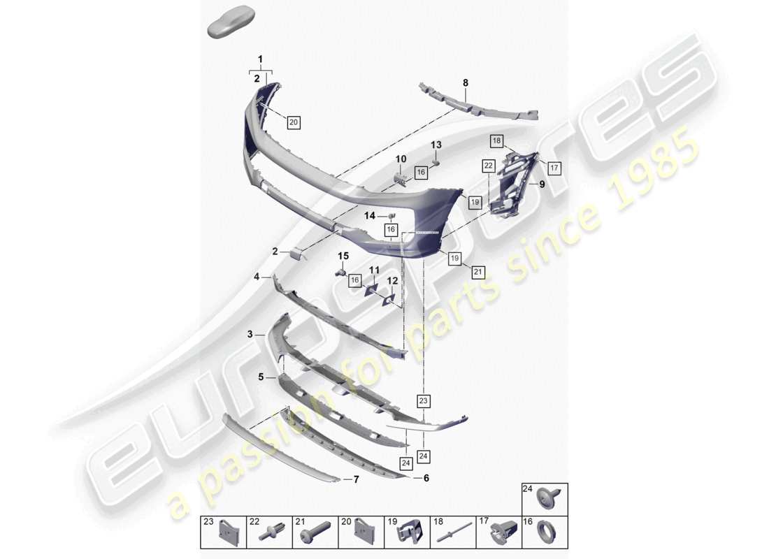 porsche 2023 (cayenne e3 pa) bumper front part diagram
