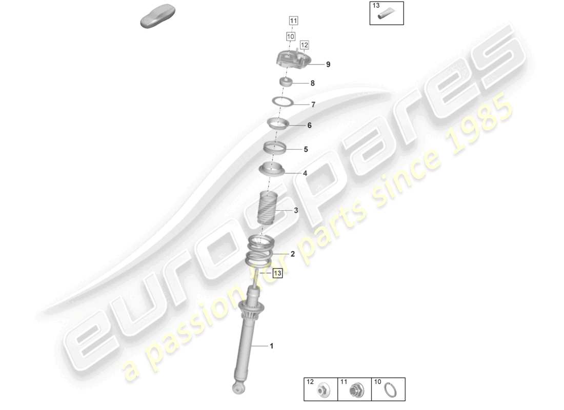 porsche 2023 (992-1 gt3/rs/st) suspension shock absorbers parts diagram