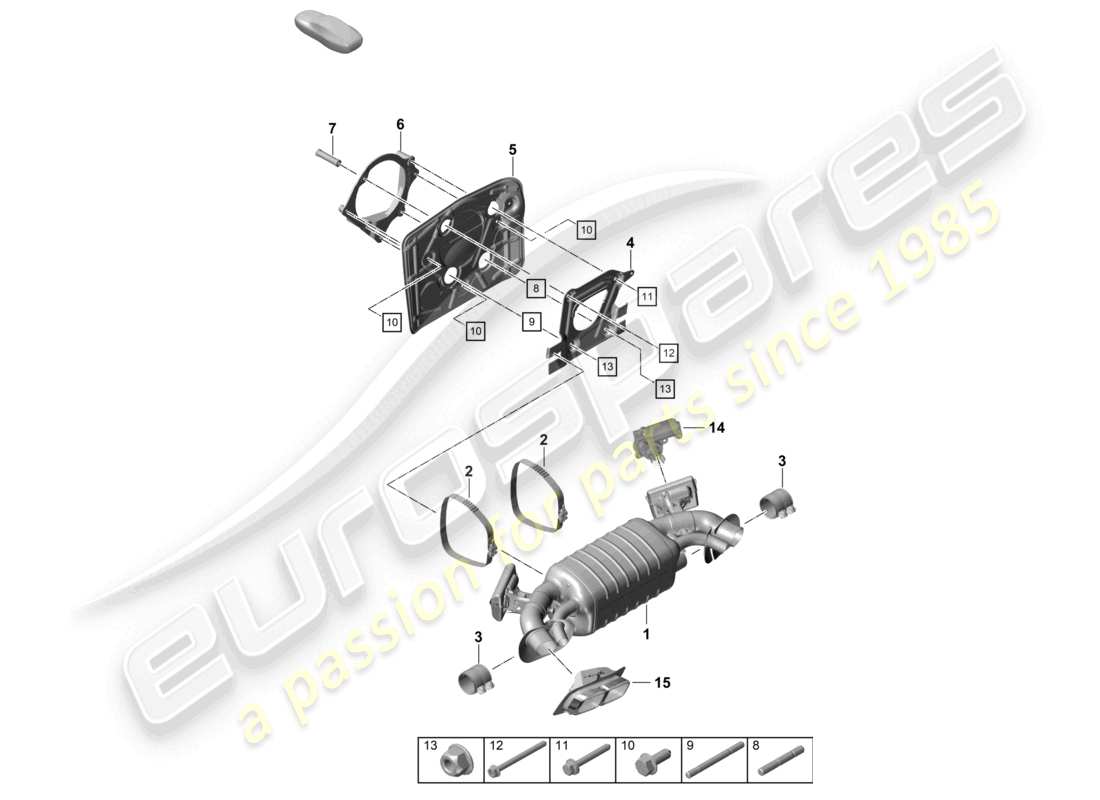 porsche 2022 (992-1 turbo / s) silencer parts diagram