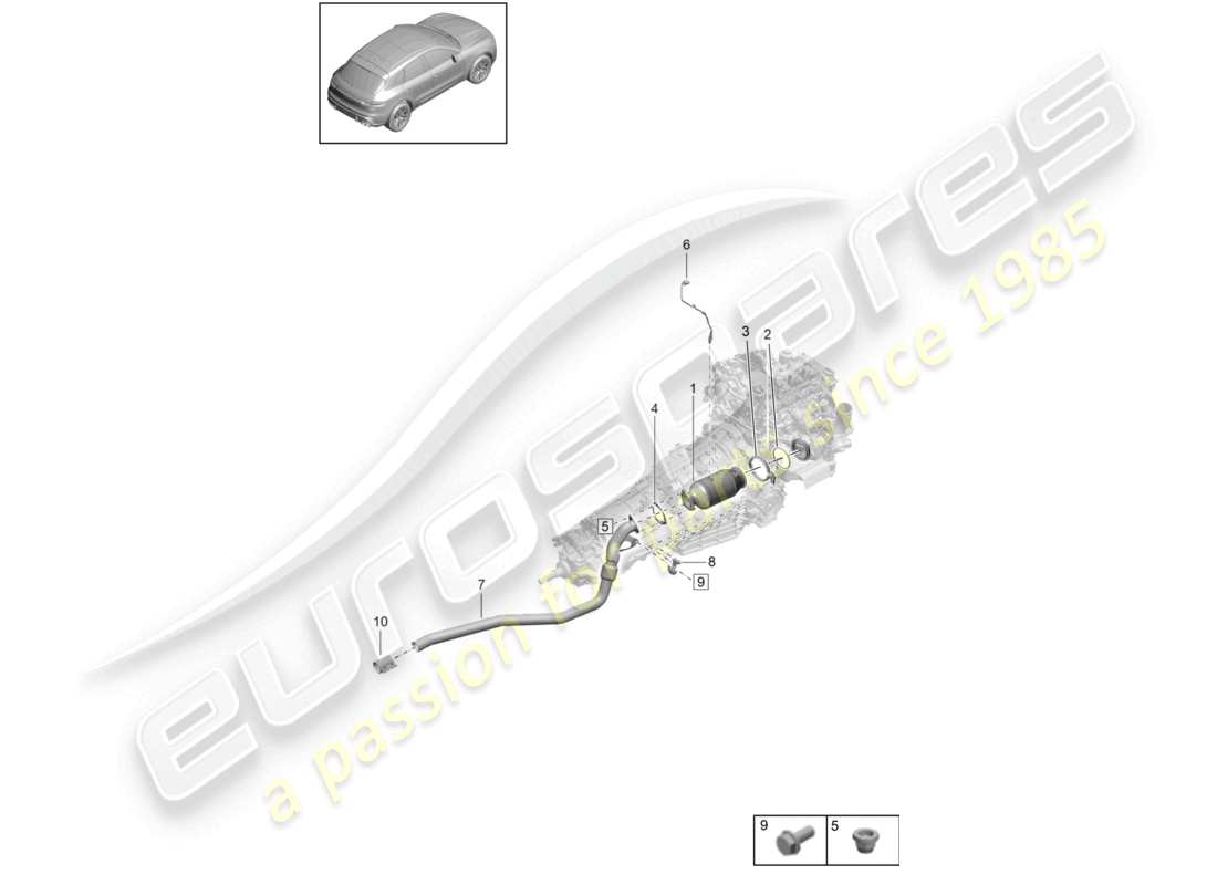 porsche 2021 (macan) catalytic converter lambda probe part diagram