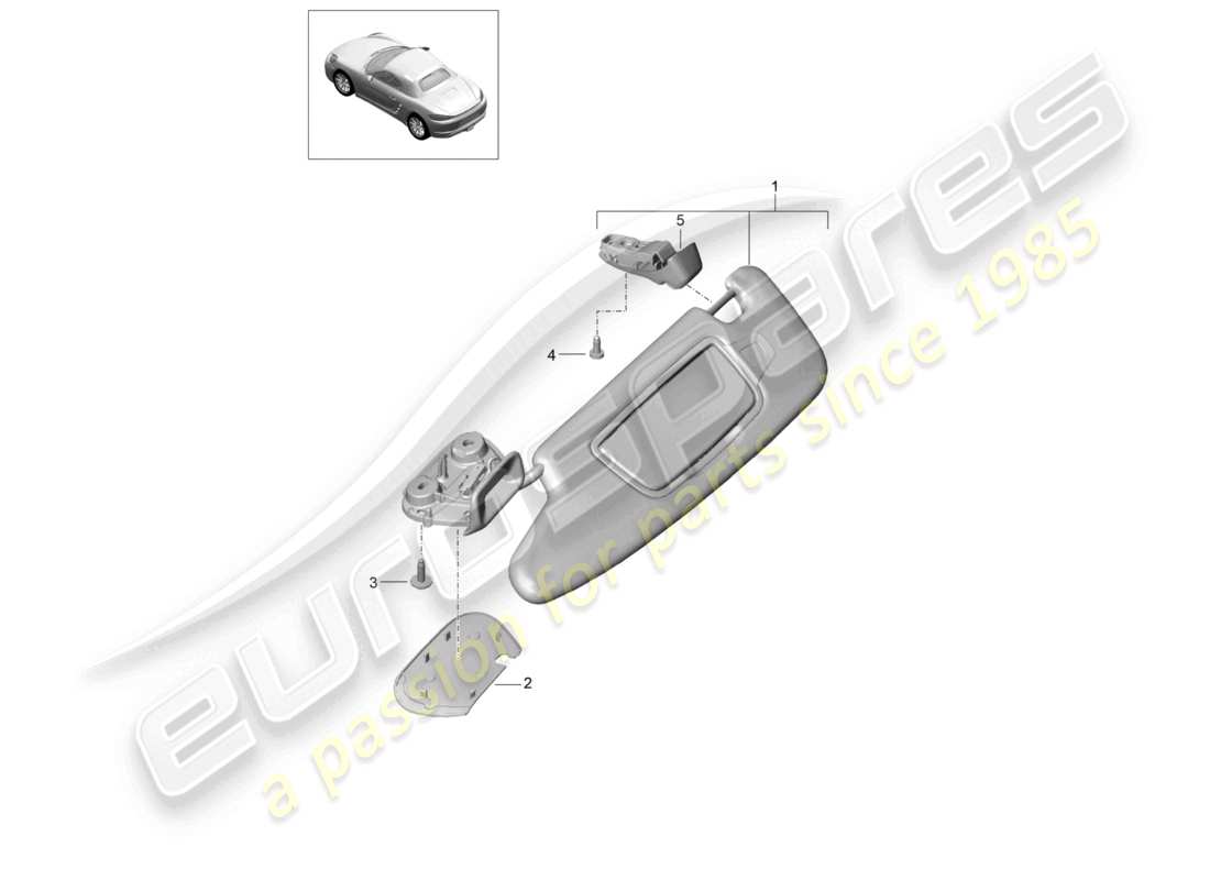 porsche 2025 (718 boxster) sun vizors leather alcantara part diagram