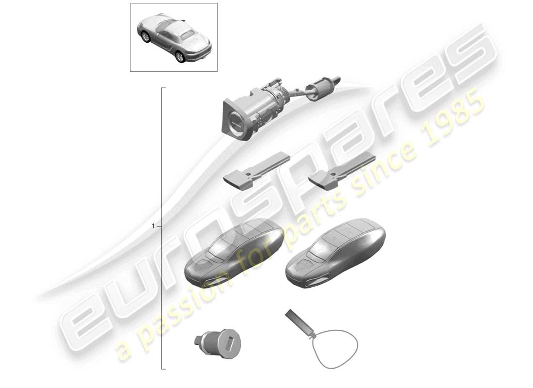 porsche 2024 (718 boxster) repair set 1 set of lock cylinders parts diagram