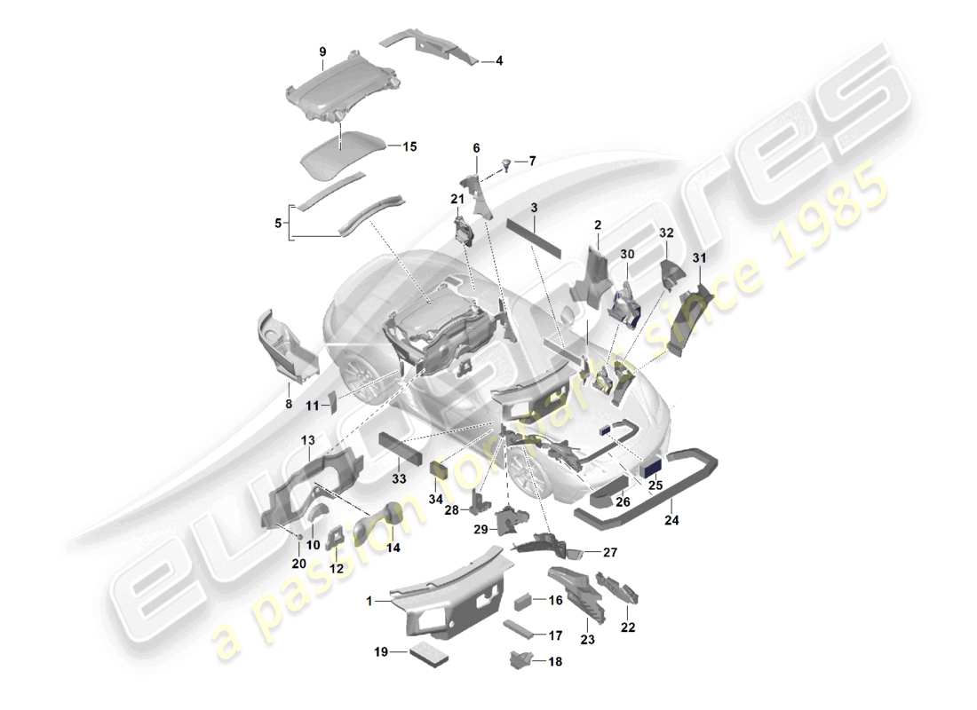 porsche 2024 (718 boxster) body noise insulation parts diagram