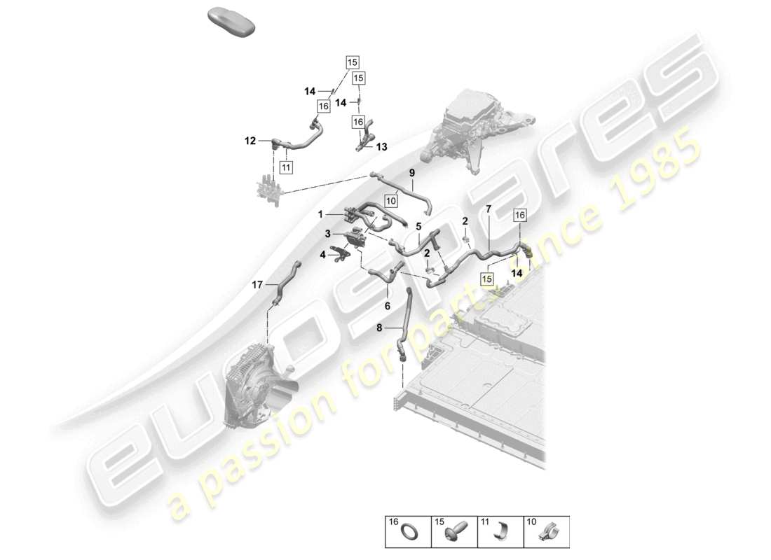 VIEW PARTS DIAGRAMS FROM THE PORSCHE TAYCAN PARTS CATALOGUE a part diagram from the porsche taycan parts catalogue