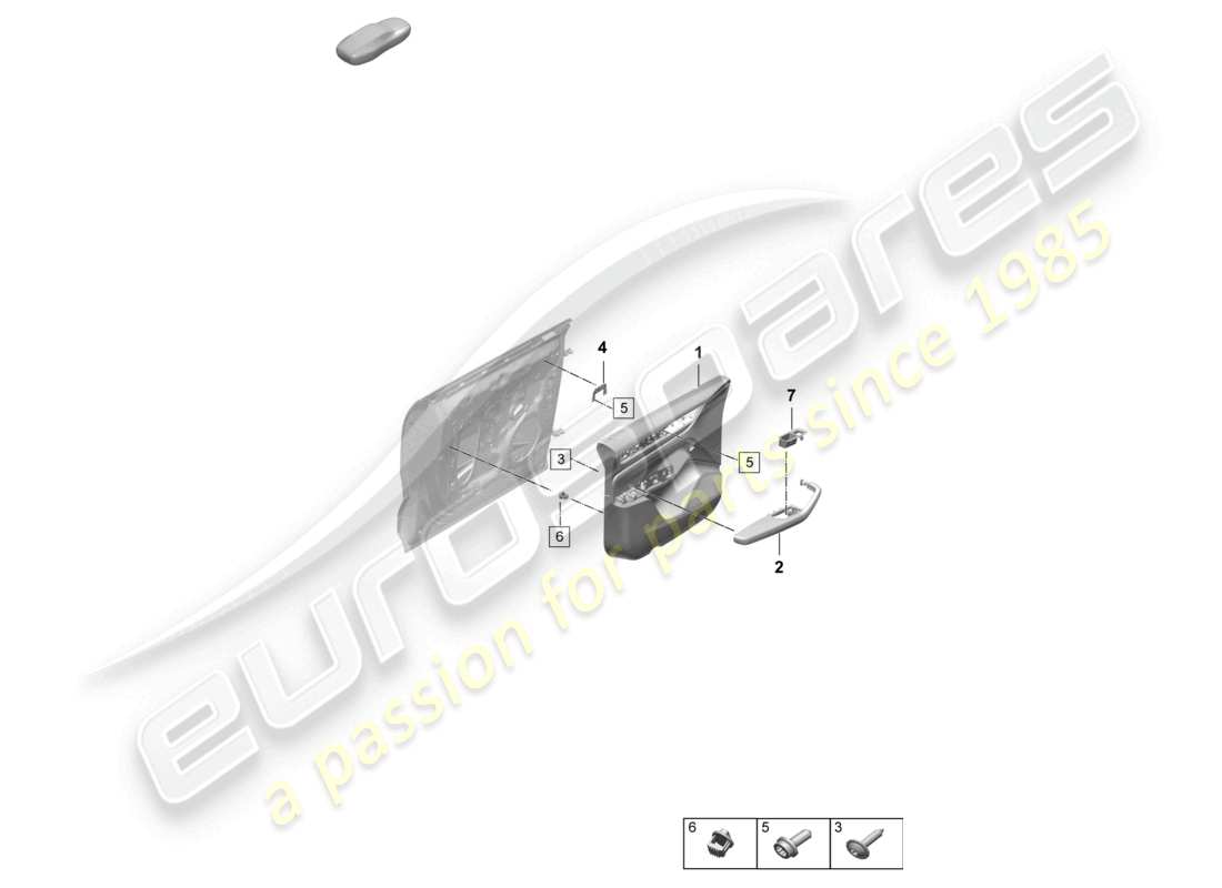 porsche 2024 (macan-e) door trim panels front doors for models with leatherette trim armrest (leather) interior lighting comfort part diagram
