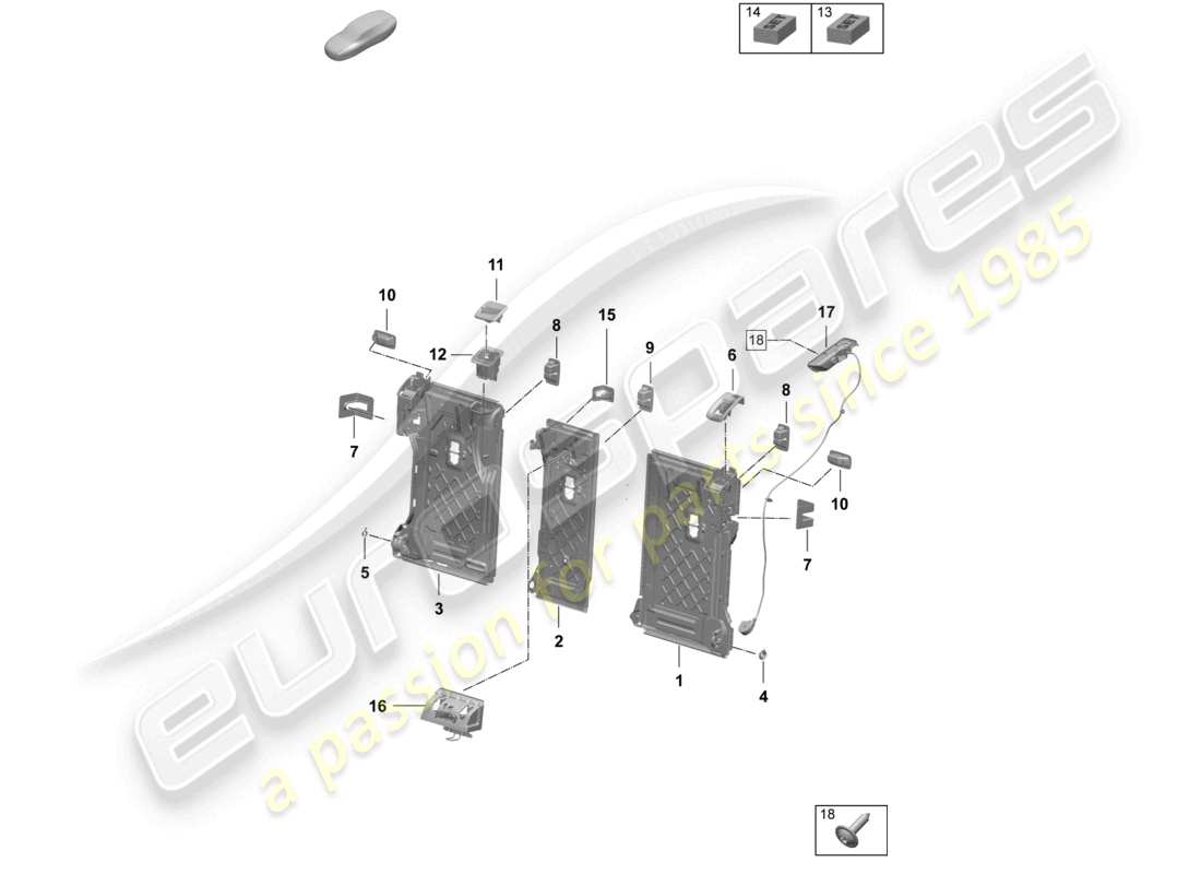 porsche 2024 (macan-e) back seat backrest accessories part diagram