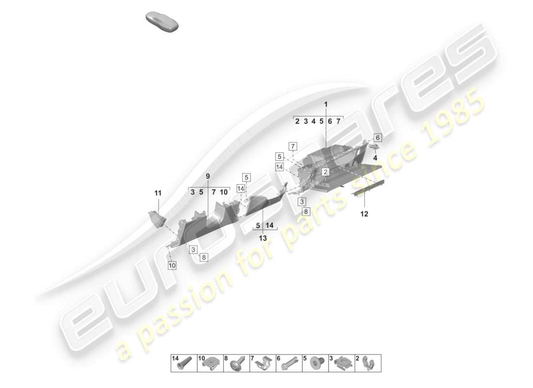 porsche 2025 (taycan 9j1-2) glove box and trims lower parts diagram
