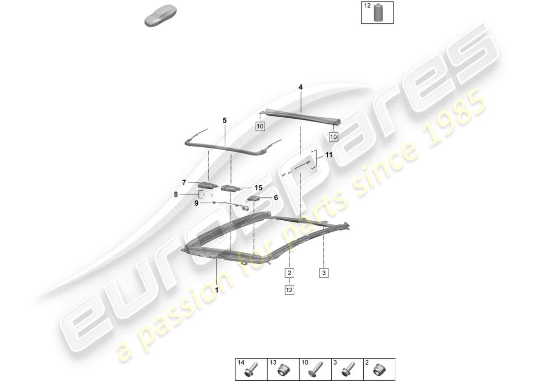 porsche 2024 (macan-e) glass roof frame accessories part diagram