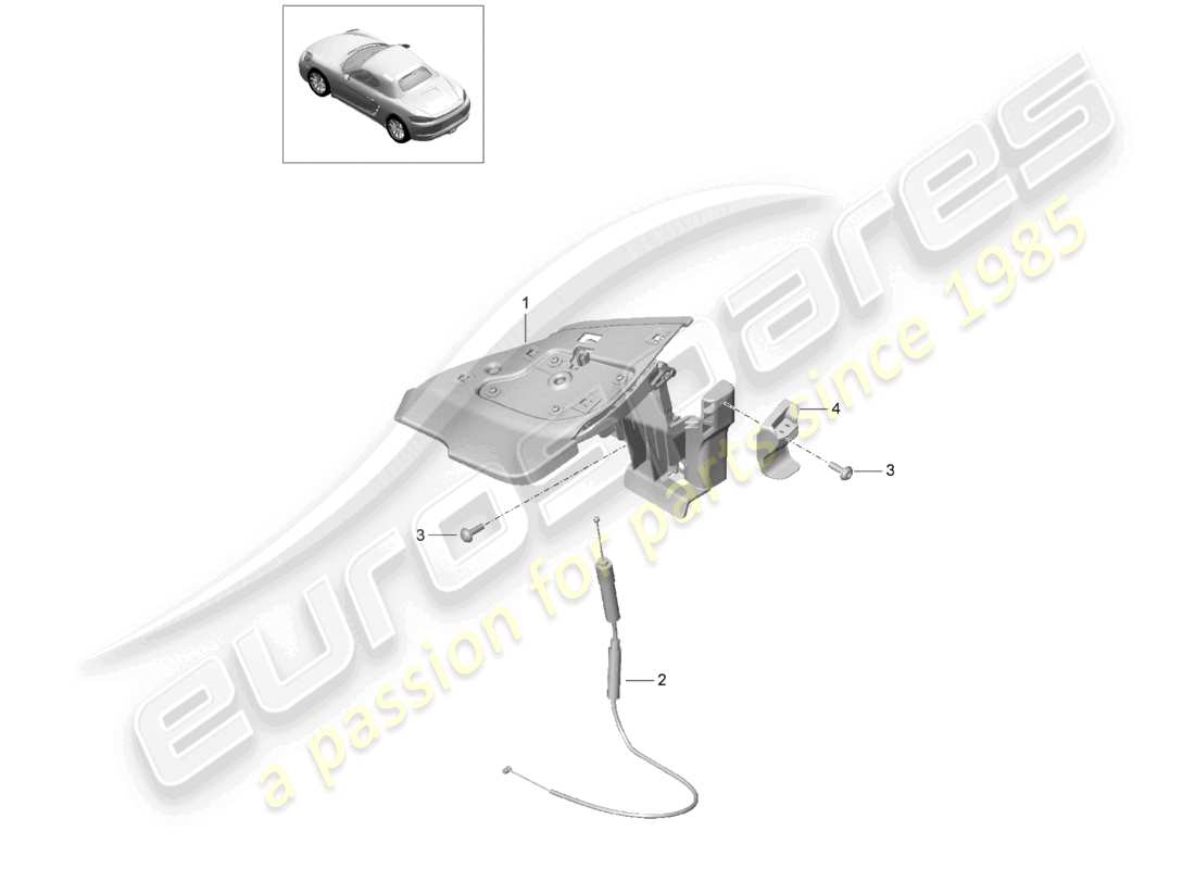 porsche 2023 (718 boxster) flap side convertible top part diagram