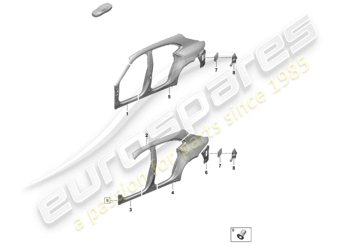 porsche 2025 (taycan 9j1-2) sectional part - side panel rear cross panel parts diagram