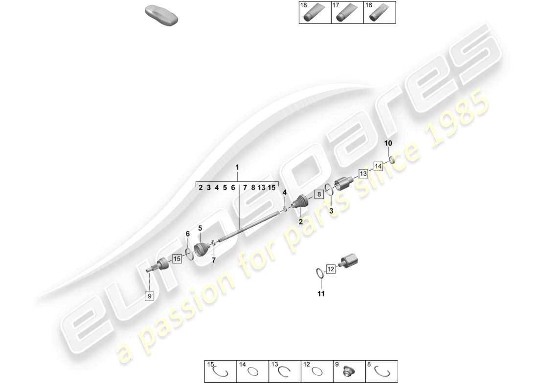 porsche 2025 (taycan 9j1-2) drive shaft parts diagram