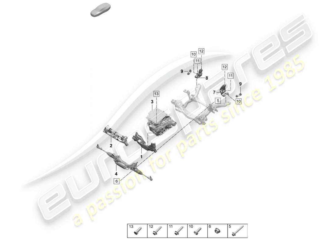 porsche 2026 (macan-e) subframe and assembly mountings part diagram