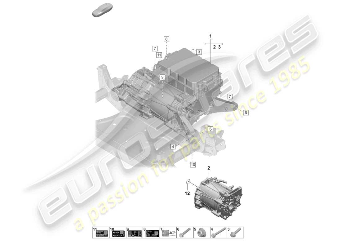 porsche 2026 (taycan 9j1-2) replacement engine traction motor for elec. drive front axle part diagram