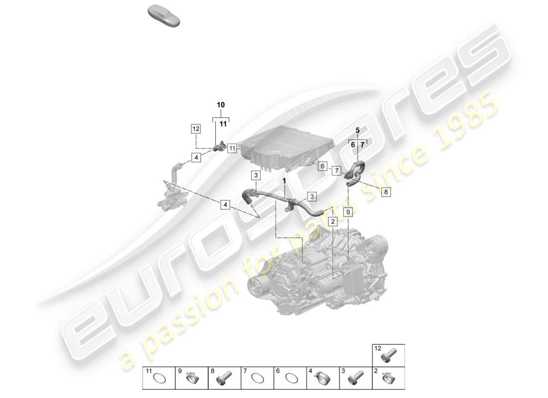 porsche 2026 (macan-e) traction motor for elec. drive coolant cooling system front axle part diagram